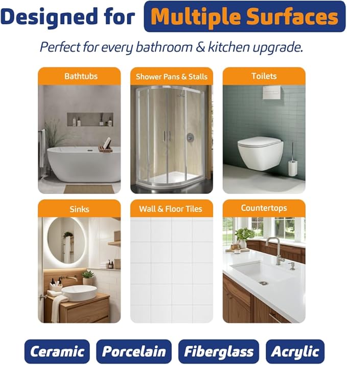 Fix & Fusion Bathtub & Tile Spray Paint, Multi-Surface Coating for Bathroom & Kitchen, High Adhesion, Water-Resistant, for Porcelain, Ceramic, Fiberglass, Countertops & More, White 13.5 oz (Pack of 4)