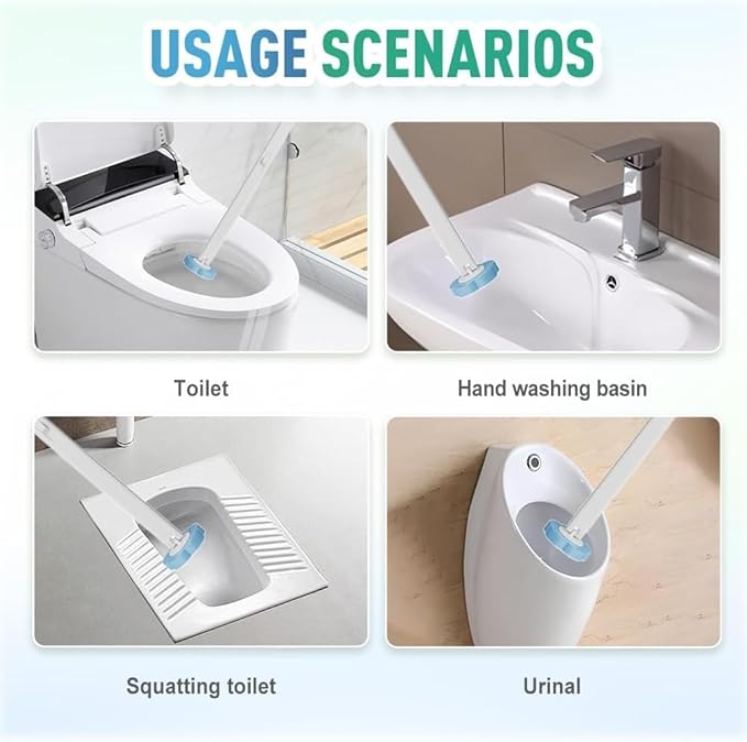 Disposable Toilet Cleaning Tool, with 18 Disinfecting Heads Included Holder & Refills,for Modern Bathrooms, Quick Cleaning for Toilet Bowl, Sink(White36)