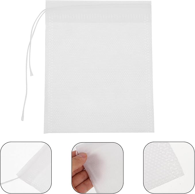 100pcs Reusable Muslin Drawstring Soup Filter Bags 8x10cm Tea Spice Sachets Kitchen Coffee Filter Bags for Cooking and Brewing