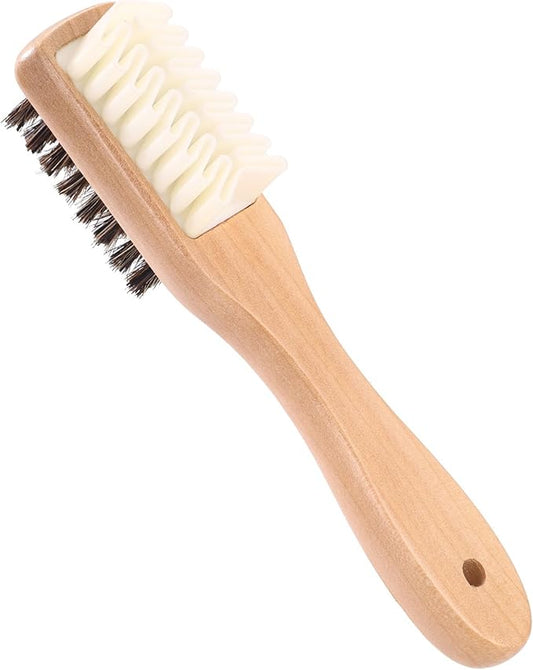 2-in-1 Suede Shoe Cleaner with Eraser, Wooden Handle Suede & Nubuck Cleaning Brush for Shoes Bags Jackets, Easy to Hold & Use
