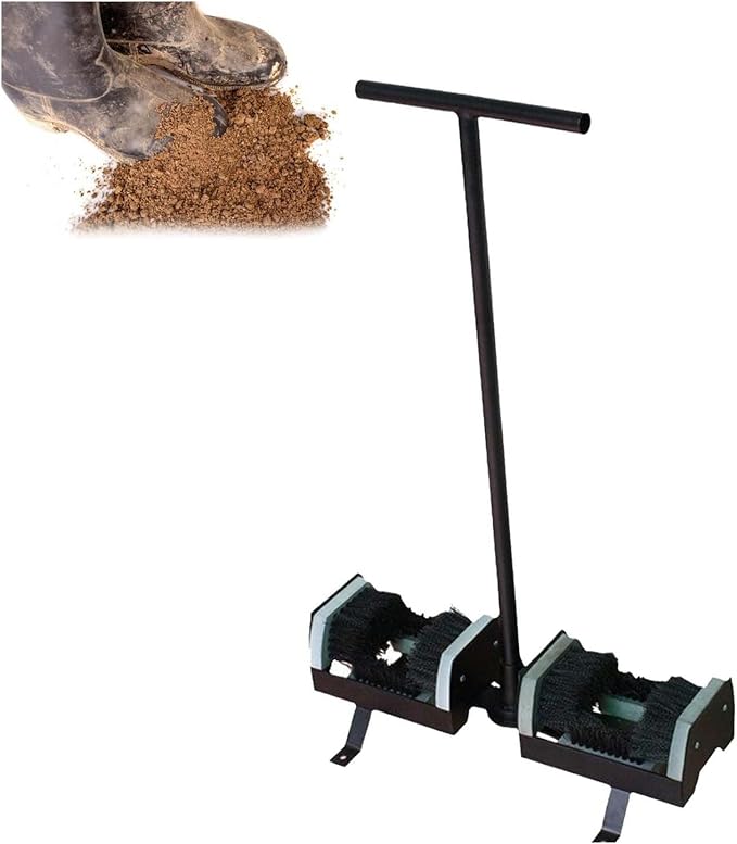 Heavy Duty Boot Scrubber Brush - Standing Shoe Cleaner for Mud, Dirt Snow, Double Foot Scraper with Sturdy Handle, Ideal for Entryway, Garden Garage