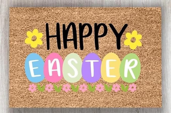 Happy Easter Egg Spring Tradition Decor Welcome Mat Non-Slip Carpet Rugs Floor Mat Decorative for Home Bathroom Kitchen Indoor 16X24Inch