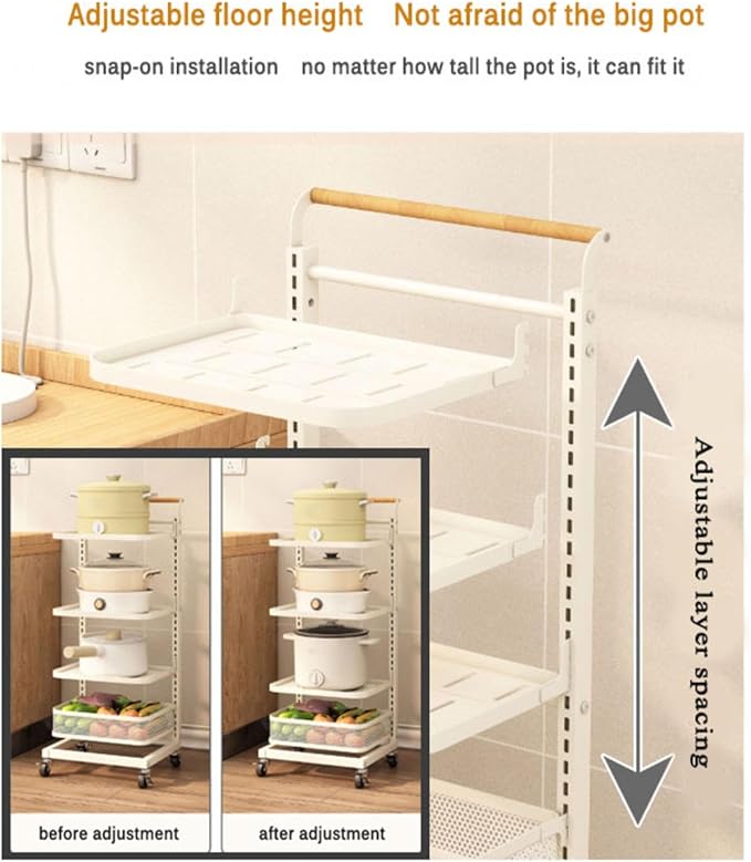 3 Tier Saucepan Storage Shelf for Kitchen Counter Large Cupboard nizer for Microwave Black Space Saving Solution