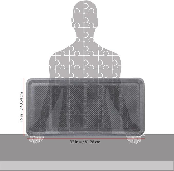 SafetyCare Rubber Shoe & Boot Tray - Multi-Purpose - 32 x 16 Inches - 1 Mat