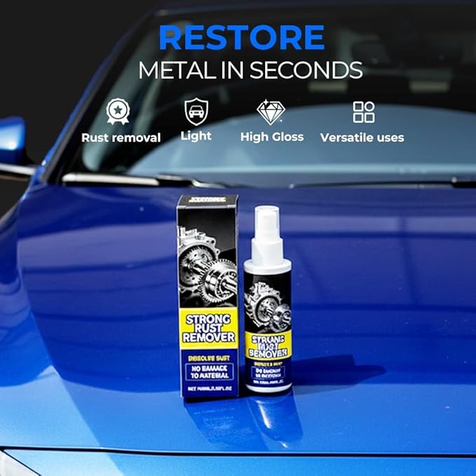 HISKI Rust Remover Spray, Multipurpose Rust Stain Remover, Rust Remover Spray for Metal, Heavy Duty Metal Cleaner for Vehicles, Tools, Chains (2PCS)
