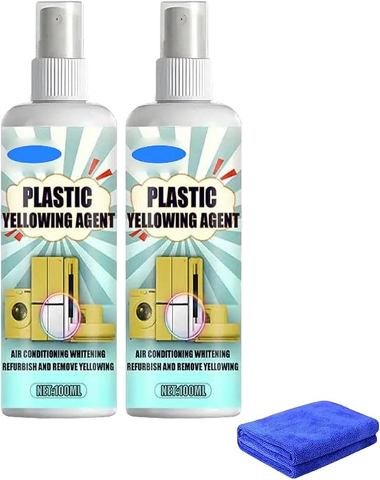 Plastic Yellowing Restorer Kit, Heavy Duty Cleaner for Electronics Appliances Retro Toys, Fast-Acting Formula Restores Discolored White Surfaces, UV Protection Non-Greasy for Kitchen & Bathroom (2pc)