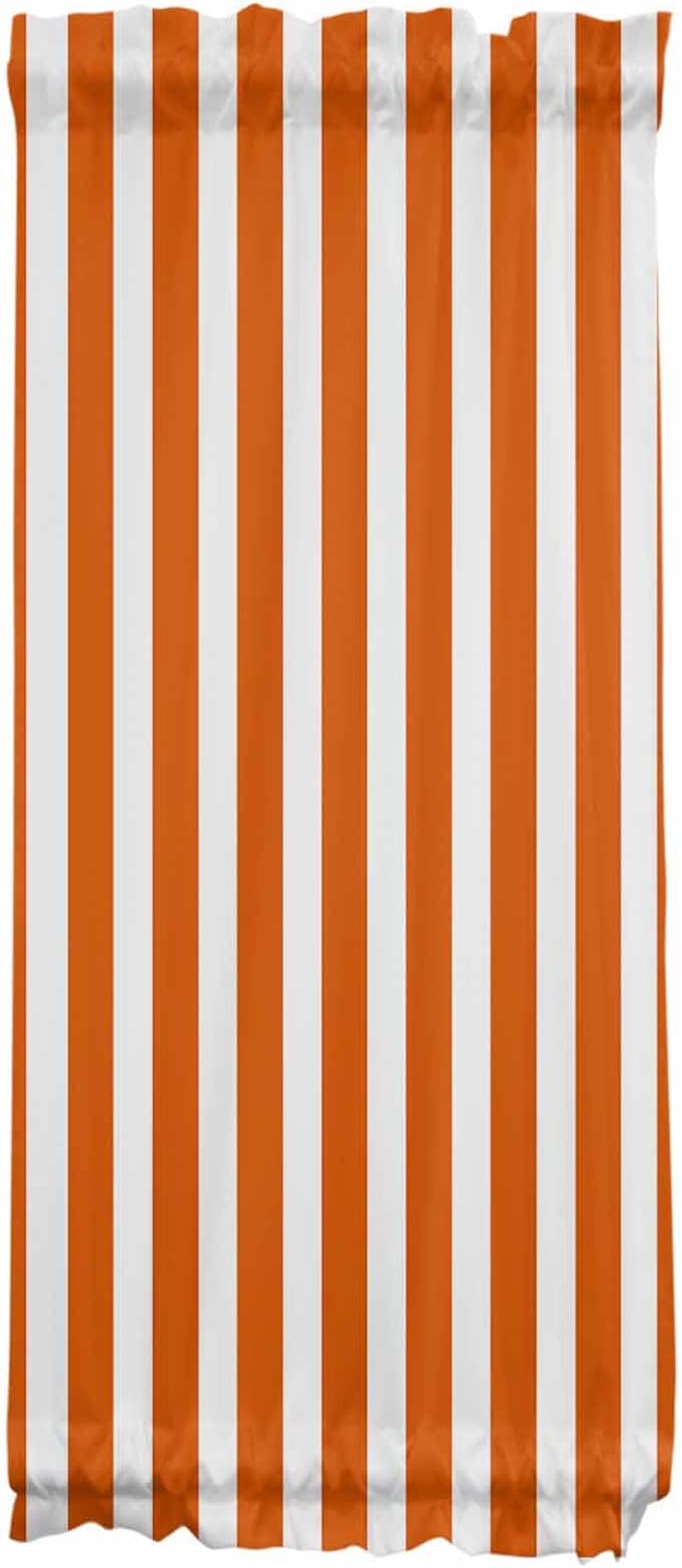 French Door Curtain Panel for Front Door, Orange White Stripe Slidelight Door Curtains with Tieback Light Filtering Privacy Panels for Doorway Entryway 25"x 40"