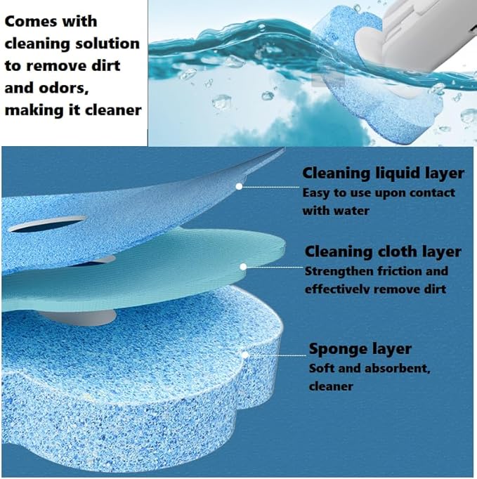 Disposable Toilet Brush with 6 Cleaning Sponge Heads Wall Mounted Bracket Disposable Toilet Bowl Cleaner Wand