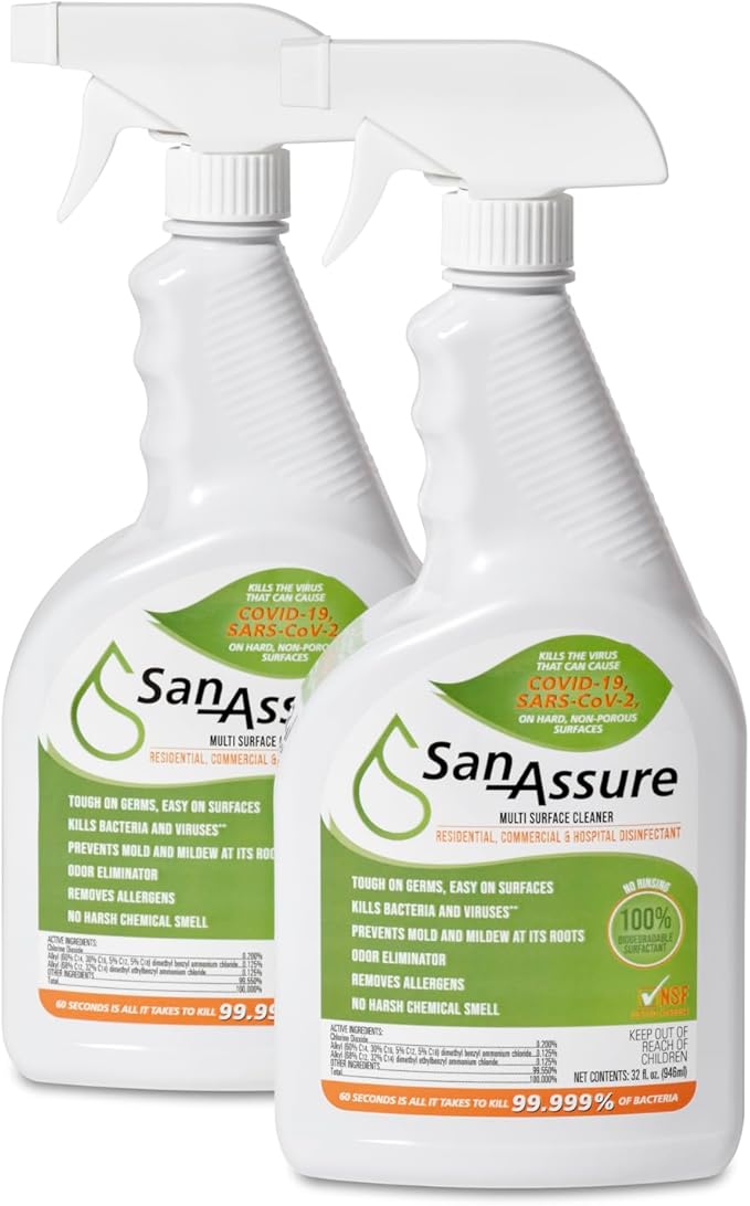 The Disinfectant, EPA Registered, Kills Mold, Mildew & Viruses, Eliminates Odors, Food-Contact Sanitizer, (2) 32oz. Bottles