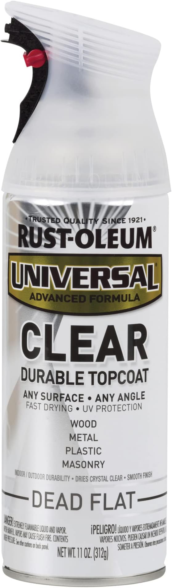 Rust-Oleum 302151 Universal All Surface Clear Topcoat Spray, 11 oz, Dead Flat Clear