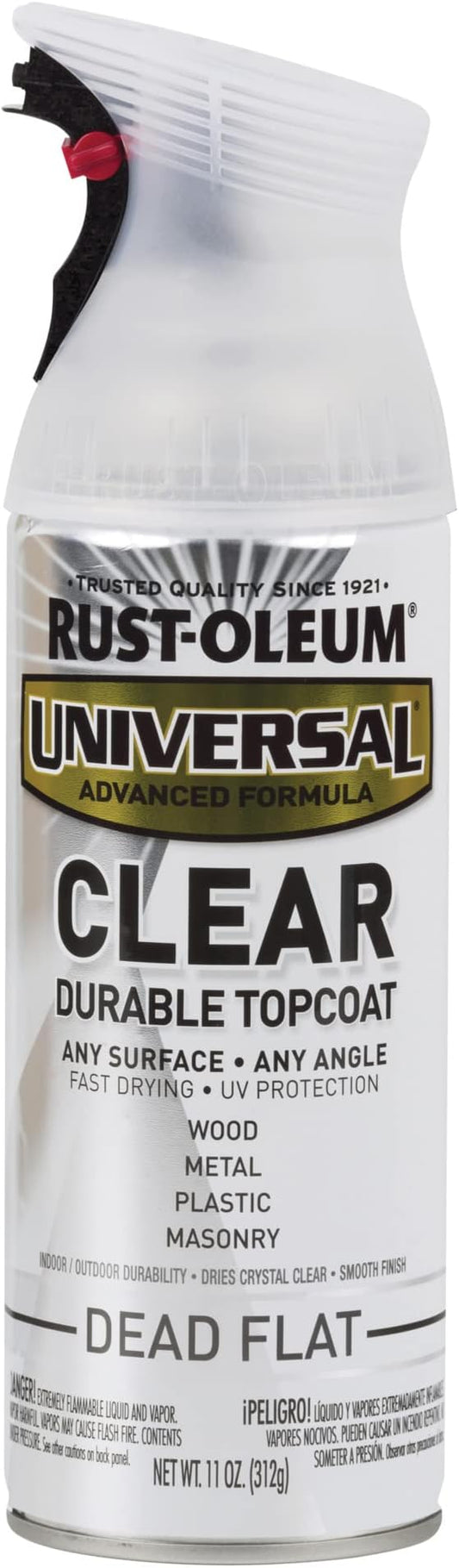 Rust-Oleum 302151 Universal All Surface Clear Topcoat Spray, 11 oz, Dead Flat Clear