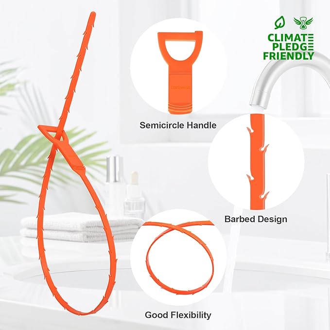 Forlivese 25 Inch Drain Snake,Drain Clog Remover,Sink Snake for Sewer Kitchen Sink Bathroom Tub Toilet Clogged Drains Relief Cleaning Tool 6 Pack