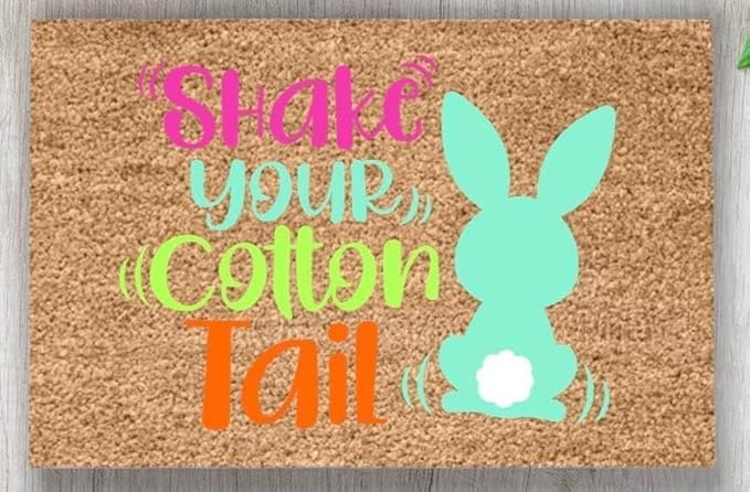 Shake Your Cotton Tail Easter Bunny Spring Welcome Mat Tradition Decor Non-Slip Carpet Rugs Floor Mat Decorative for Home Bathroom Kitchen Carpet 20x32Inch