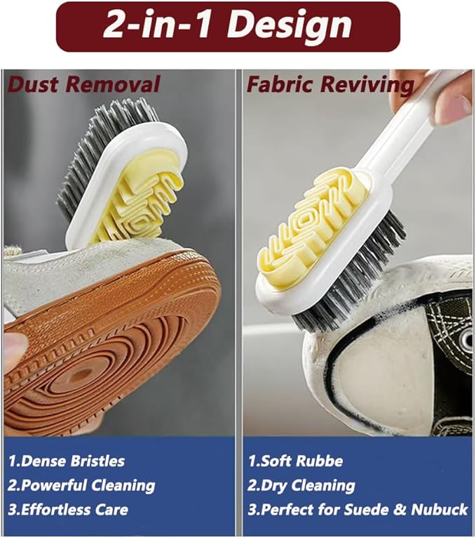 2 in 1 Suede Brush and Eraser for Shoes, Rubber Shoe Brush with Soft Plastic Bristles for Suede & Nubuck Cleaning (Black)