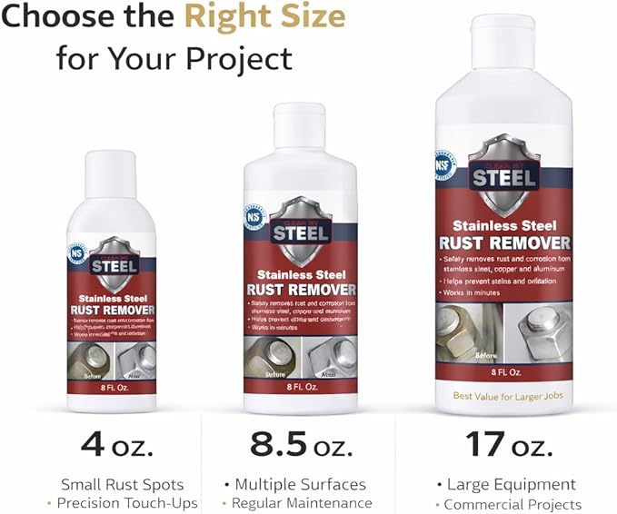CLEAN MY STEEL Innoshine B570 Stainless Steel Rust Remover and Cleaner, NSF Certified, Approved for Food Contact Areas, 4 oz