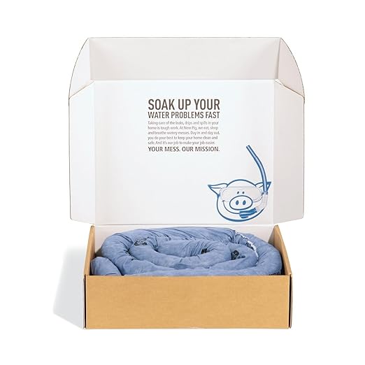 PIG Mildew-Resistant Absorbent Sock | Water Absorbing Snake | 3" W x 10' L | Absorbs up to 2.5 gal per Sock | 2 Count | PM50638