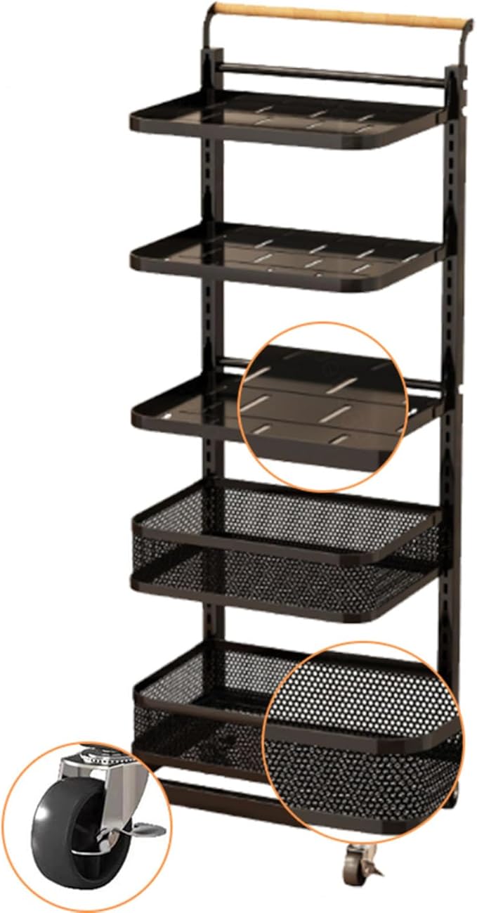 Kitchen Storage Rack with Pot Holder and Shelf Brackets for Drawers Black 3 * 3 Boards