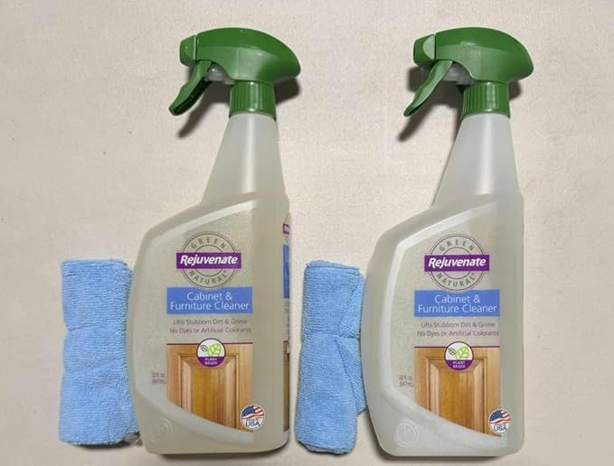 Rejuvenate Cabinet And Furniture Cleaner Removes Dirt, Grime And Grease Buildup To Clean And Shine Cabinets And Furniture, 32 Ounces -With Reusable Cleaning Microfiber (2pack)