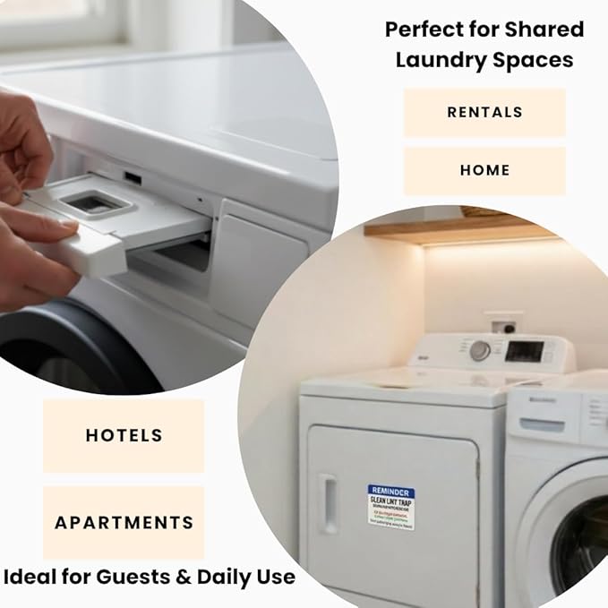 Please Clean Lint Trap Magnet Sticker, Clean Lint Bin Reminder Sign for Dryer, 4x5 Inch Magnetic Lint Bin Sign for Hosts, Rentals, Hotels, Apartments, Laundry Room and Home Use