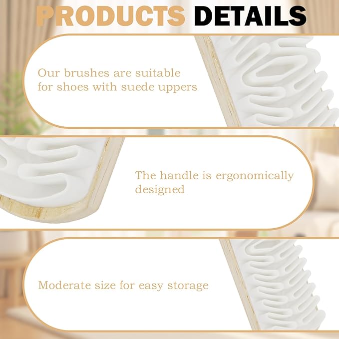 2Pcs Suede Rubber Shoe Brush, Wooden Handle Brush and Suede Eraser for Effective Cleaning of Nubuck, Sofas, Jackets & Shoes, Portable Cleaner Tool for Maintenance