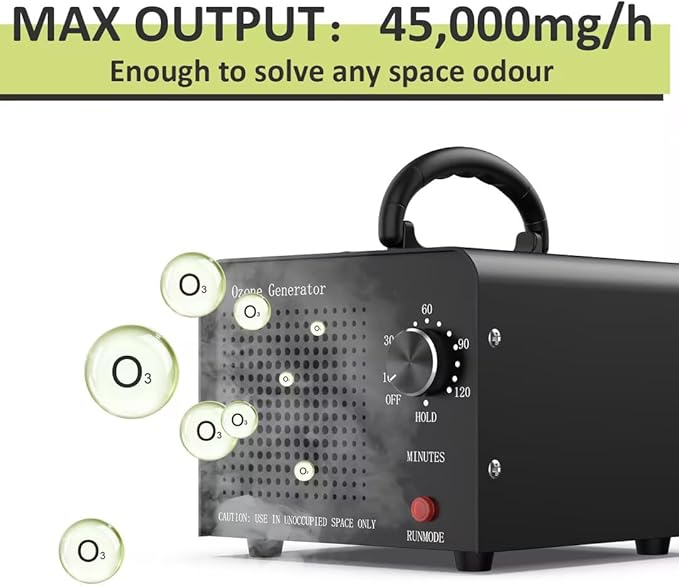 Medvoe 0zone Generator 45000mg - O3 Air Purifier for Home & Car, Ozone Machine Odor Removal for Smoke & Pet (Black)