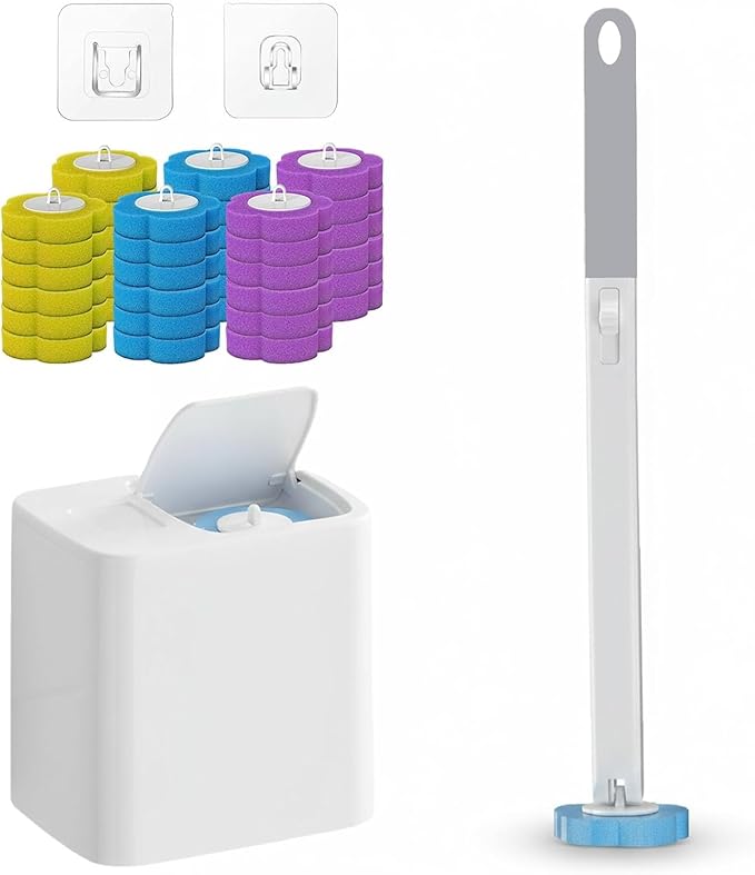 Disposable Toilet Cleaning Tool, with 18 Disinfecting Heads Included Holder & Refills,for Modern Bathrooms, Quick Cleaning for Toilet Bowl, Sink(Gray 36)