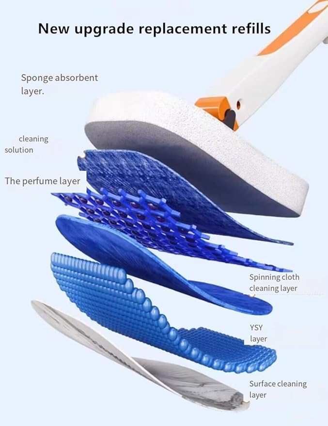 Toilet Brush System with 40 Count Refills, Toilet Holder Bowl Wand Brush Cleaning Kit & Replacement Cleaner Refill Pads (Toilet Cleaning Kit - Orange)