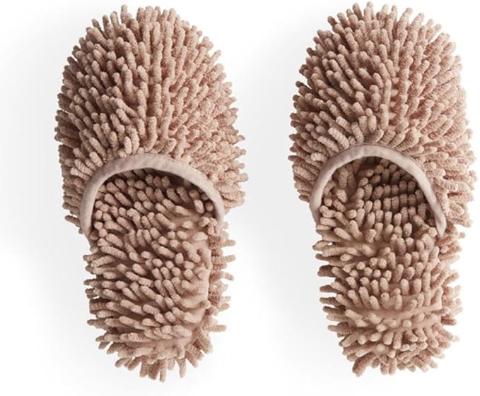 Floor Cleaning Slippers Mop Shoes Slippers Household Cleaning Tool Polyester Base Board Cleaner for Sweeping Dirt, brown