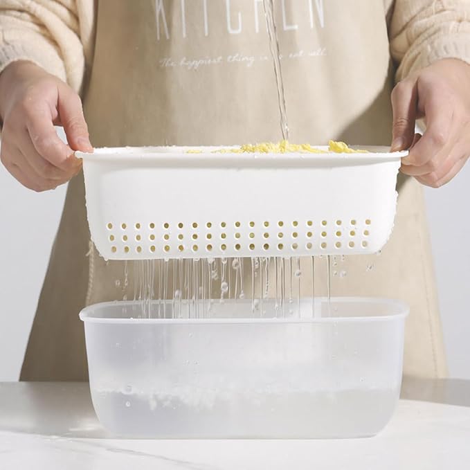 2pcs Plastic Food Strainers Drain Basket Set, Thickened Square Hanging Fruit and Vegetable Washing Colanders, Kitchen Multifunctional Filter Basket for Fruit Draining and Vegetable