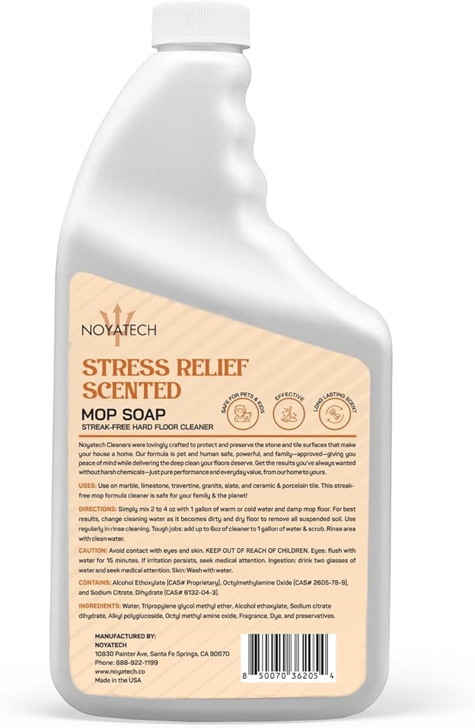 NOYATECH Scented Mop Soap – Stress Relief Aromatherapy Floor Cleaner Concentrate | Non-Toxic, Pet Safe, No Residue | Safe for Hardwood, Tile, Marble, Stone & Grout | All Mop Types | Made in USA