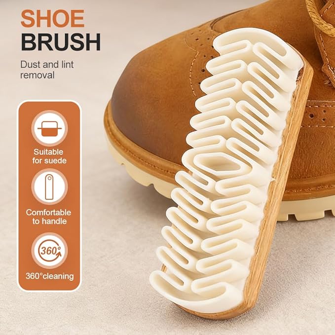 Suede Shoe Brush, Rubber Polish Eraser with Soft Bristle Brush for Suede Cleaner and Nubuck Brush (3 pcs)