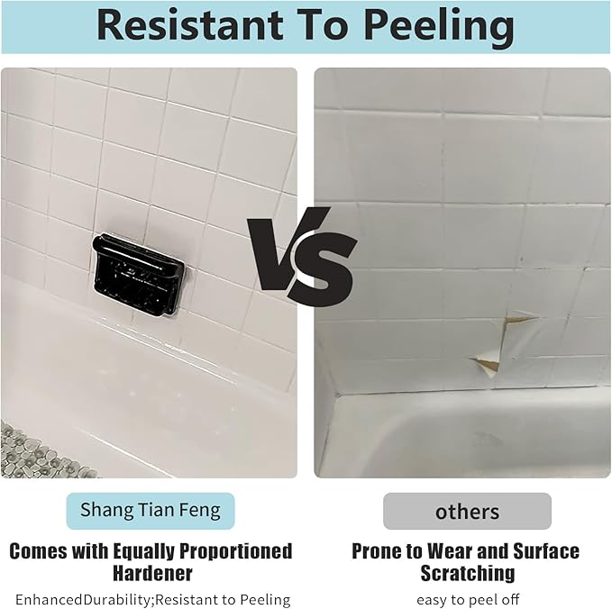 White Ceramic Tub and Tile Refinishing Kit（32 FL Oz） - Bathtub, Bathroom Wall, Countertop, Sink Paint - Easy to Use, Waterproof, Low Odor, No Toxic (White 50-60 sq.ft)