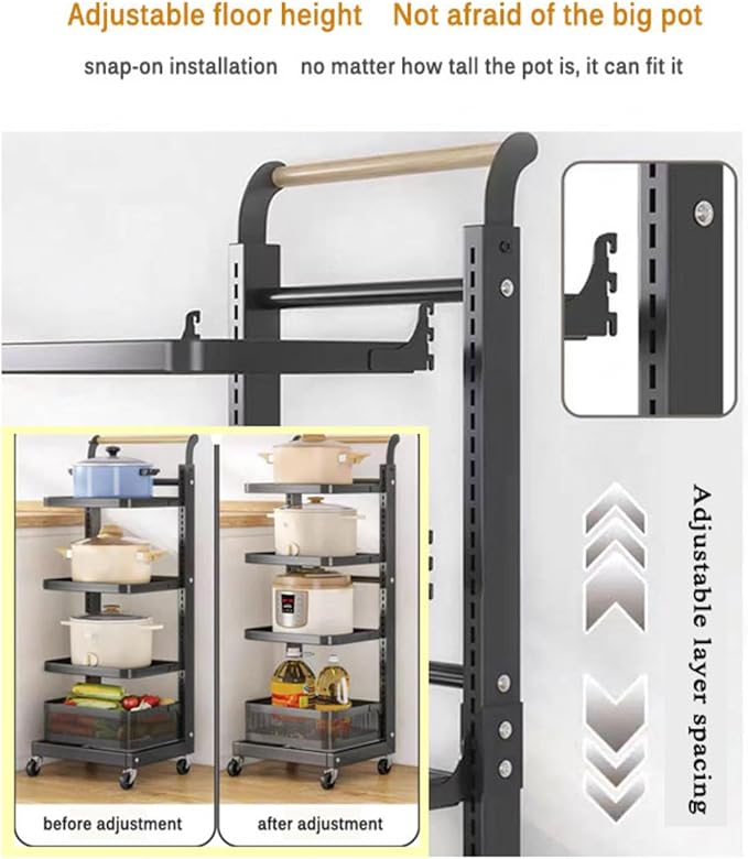 Kitchen Storage nizer for Pots and Pans Microwave Shelf Rack with Pot Holder White (4 * 4 Boards)