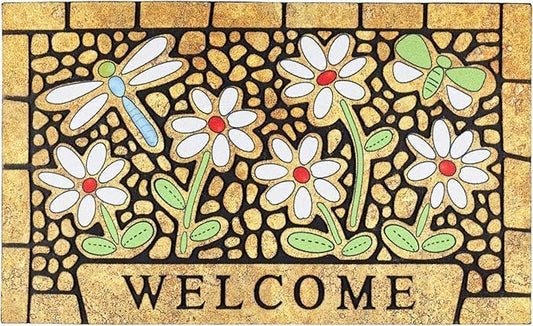 Welcome Door Mat Front Doormat Outdoors for Home Entrance Outdoors Mat for Outside Entry Way Doormat Entry Rugs, Heavy Duty Non Slip Rubber Back Low Profile, Dragonfly 16in *24in