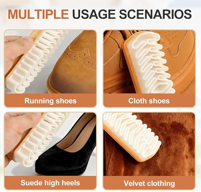 Suede Shoe Brush, Rubber Polish Eraser with Soft Bristle Brush for Suede Cleaner and Nubuck Brush (3 pcs)
