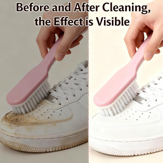 2Pack Shoe Cleaning Brush Household Laundry Clothes Scrubbing for Stains Bathroom Ergonomics Grip Easy Hold (2, Orange)