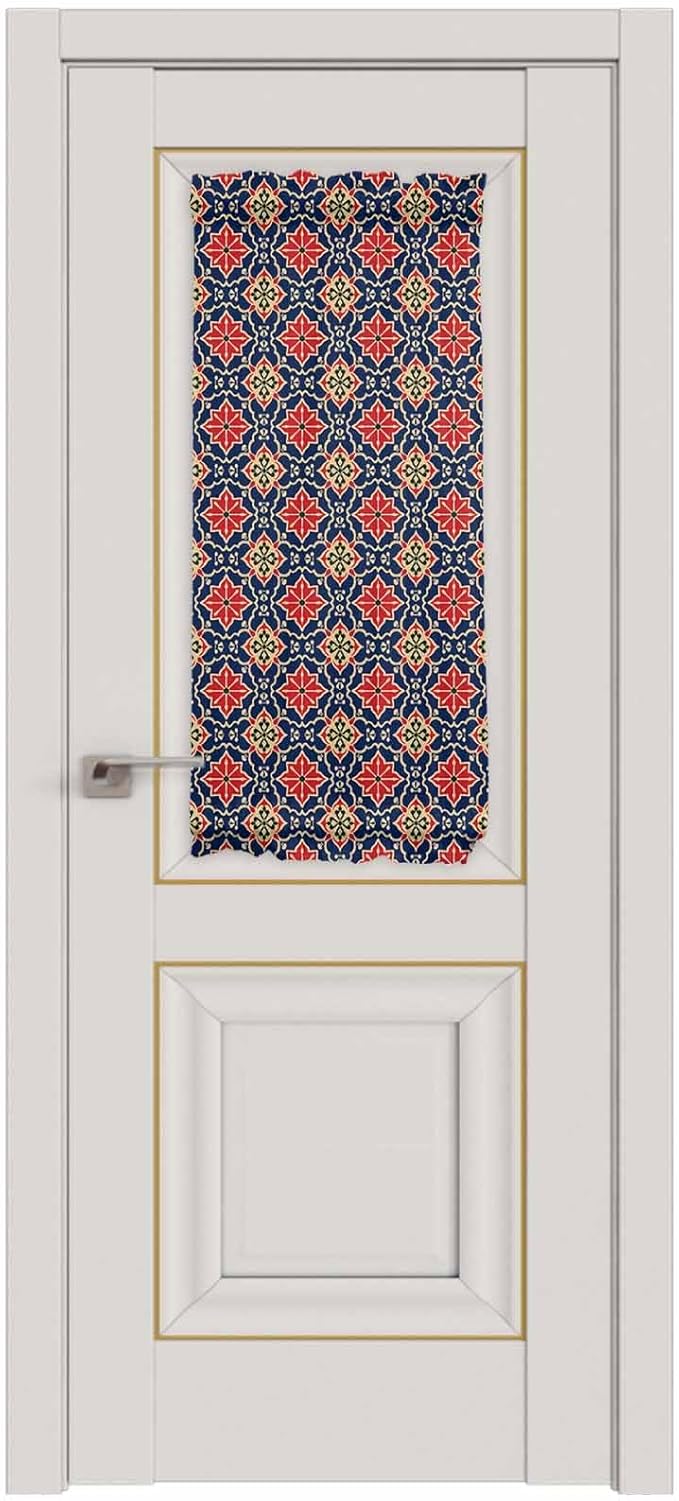 French Door Curtain Panel for Front Door, Flower Pattern Vintage Red Blue Slidelight Door Curtains with Tieback Light Filtering Privacy Panels for Doorway Entryway 25"x 40"