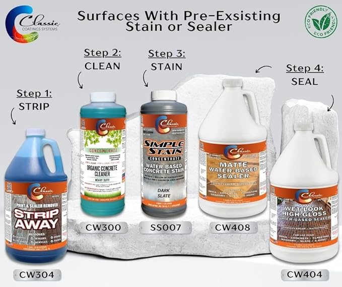 Classic Coatings | Eco Concrete Cleaner Concentrate | Indoor/Outdoor | Environmentally Safe, Non-Toxic, Easy to Use | Cleans Concrete, Garage Floors, Stone, Bricks & More | (1-Gallon)