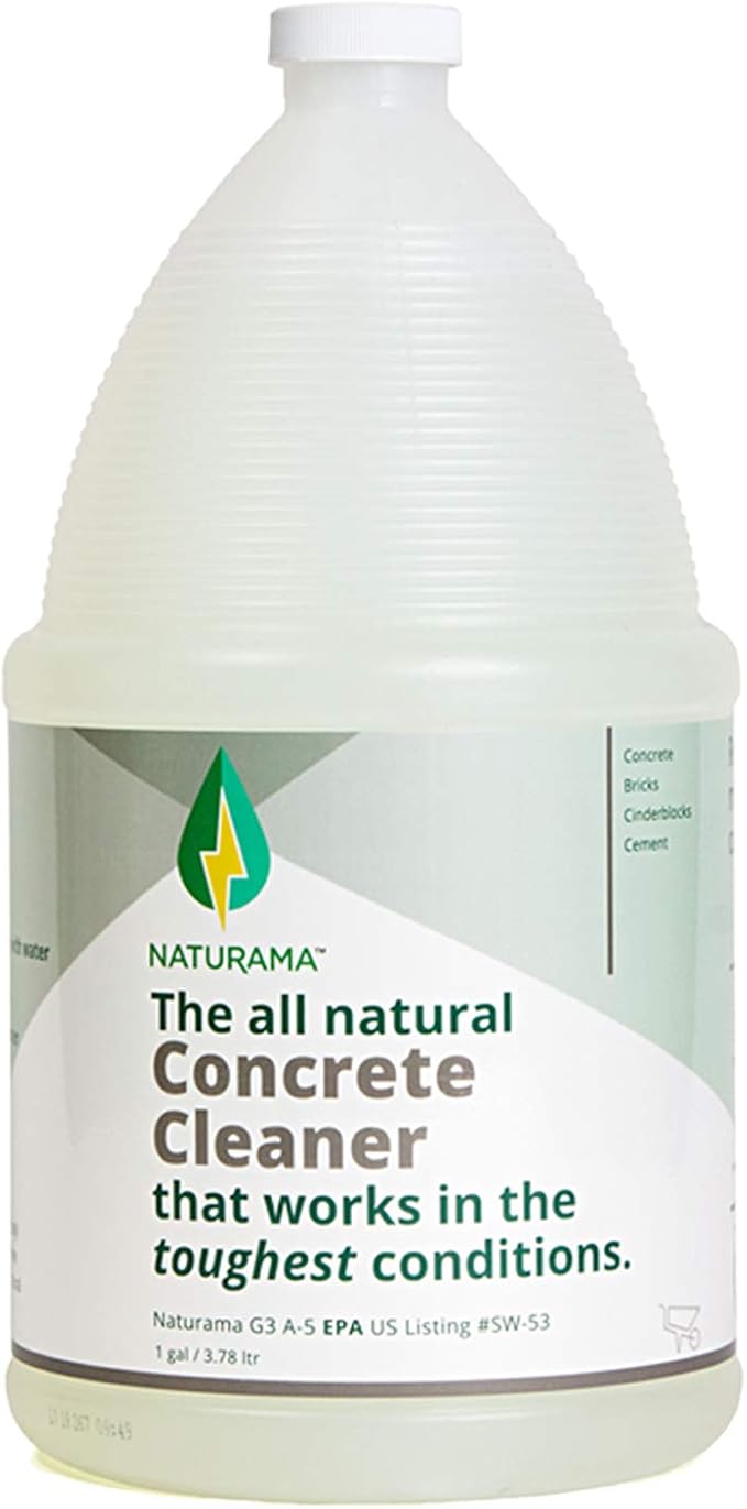 Naturama, All Natural Concrete Cleaner, Eco-Friendly EPA Registered for Driveways, Sidewalks, Garages, etc. Strongest Deep Cleaning. Made in The U.S. (1 Gallon)