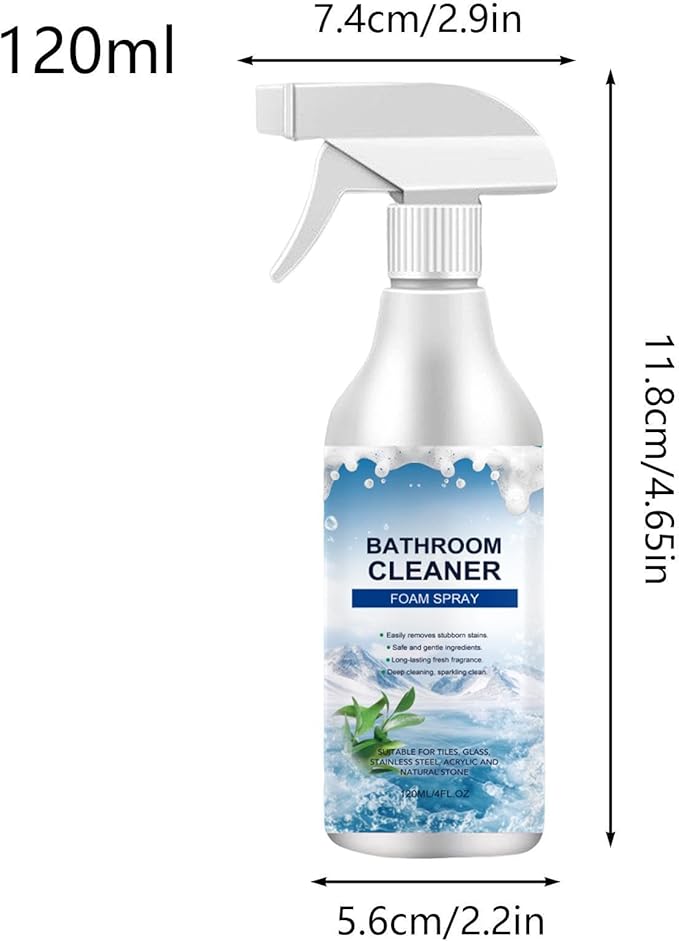 Powerful Foam Cleaner, Hard Water Spray, 1.3x1.3x6.02 Inches Stain Remover with Multipurpose Action, Bathroom Faucet Cleaner, Foaming Cleaners with Easy Spray, Home Tile for Deep Cleaning