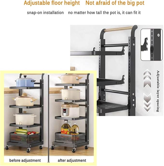 Pan Lid nizer for Kitchen Cabinet Shelf Storage Black 5 Boards with 1 Basket.