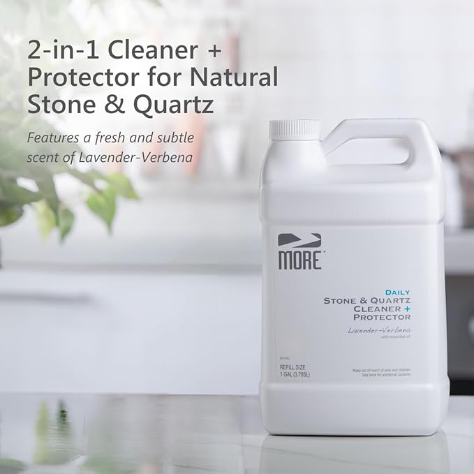 MORE - Quartz Countertop Cleaning, Sealing & Protection Kit - Shine & Stain Protection - Water-Based Formulas - Lavender-Verbena - Large