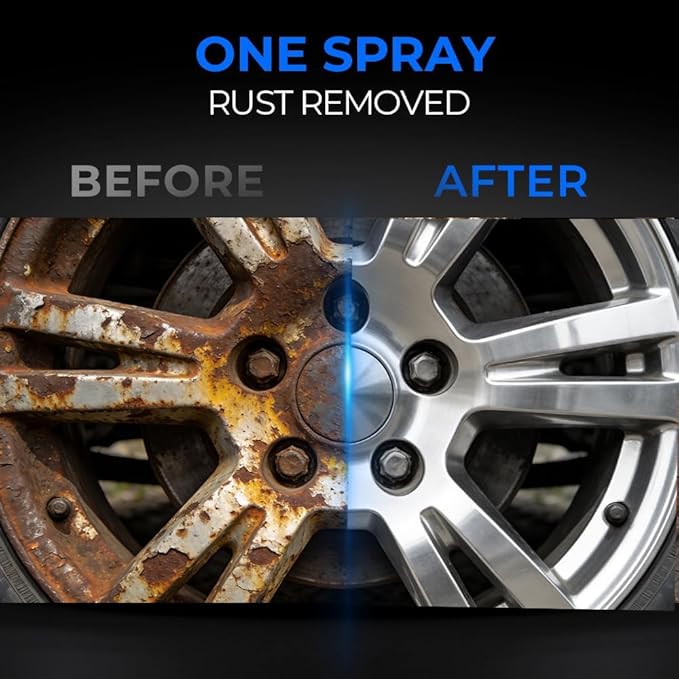 HISKI Rust Remover Spray, Multipurpose Rust Stain Remover, Rust Remover Spray for Metal, Heavy Duty Metal Cleaner for Vehicles, Tools, Chains (1PC)