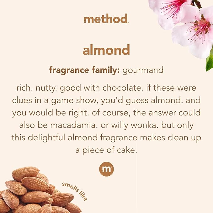 Method Hardwood Floor Cleaner, Squirt + Mop Design, Use as Laminate or Sealed Wood Floor Cleaner, Almond Scent, 25 Fl Oz, 6 Pack, Packaging May Vary