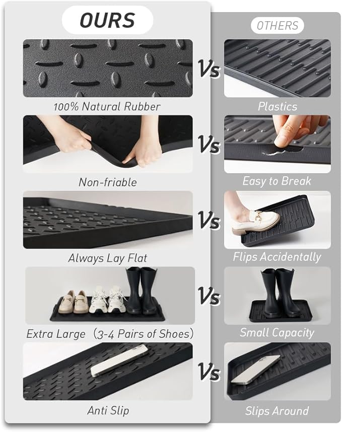 SUPENUIN Extra Large Boot Tray 48 Inch Boot Storage Heavy Duty Rubber Mats for Floor Waterproof Shoe Mat Tray for Entryway Multi Use Shoe Rug 16x47.5 Inches