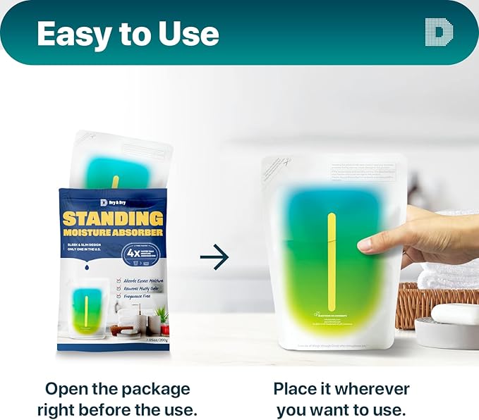 Dry & Dry [70 Packs Standing Moisture Absorbers to Control Excess Moisture for Basement, Closets, Bathrooms, Laundry Rooms - Moisture Absorbers Moisture Absorber