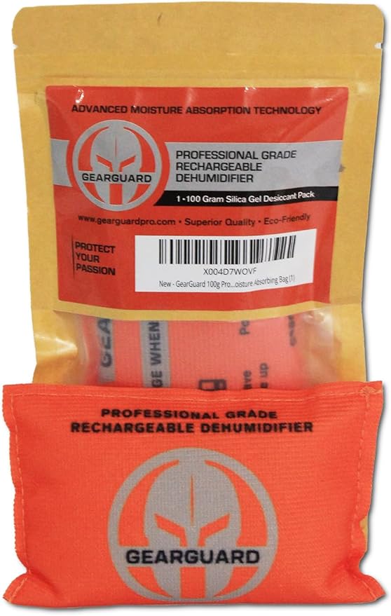 100g Professional Grade Rechargeable Dehumidifier - Desiccant (1-Pack) Moisture Absorbers for Storage Bins, Gun Safes, Cars, Boats, Closets, and other valuables.
