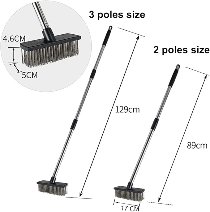 Long Handle 4 Section Stainless Steel Pole Heavy-Duty Push Broom Brush Pole Replacement (4 Section Poles-25mm)