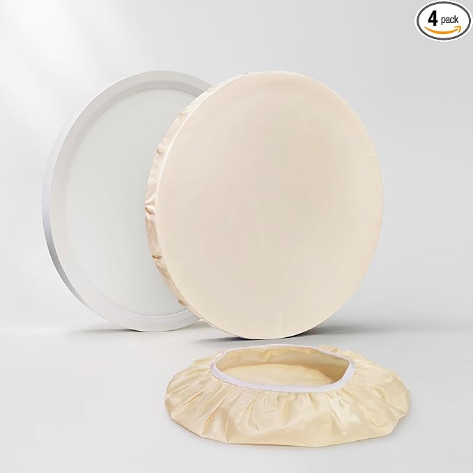 12" Ceiling Light Cover, 4 Pcs Flush Mount Light Fixture Cover, Fabric Ceiling Light Fixture Cover, Light Filters for Bedroom, Kitchen, Hallways/Entryways, Office, Basement (Warm Yellow2)