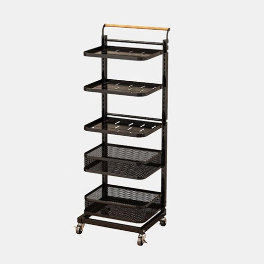 3 Tier Extendable Microwave Rack Stand Shelves for Kitchen Cupboards with Wheels Black Space Saving Kitchen Storage Solution.
